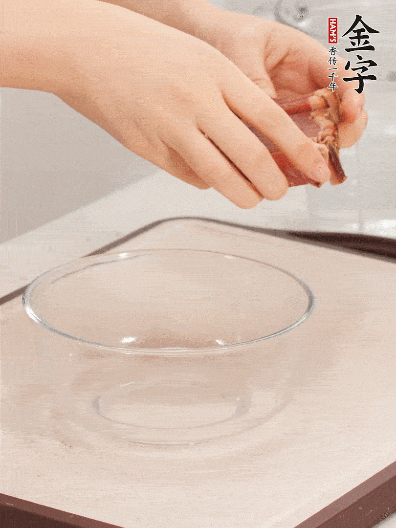 火腿切片、溫水浸泡5分鐘